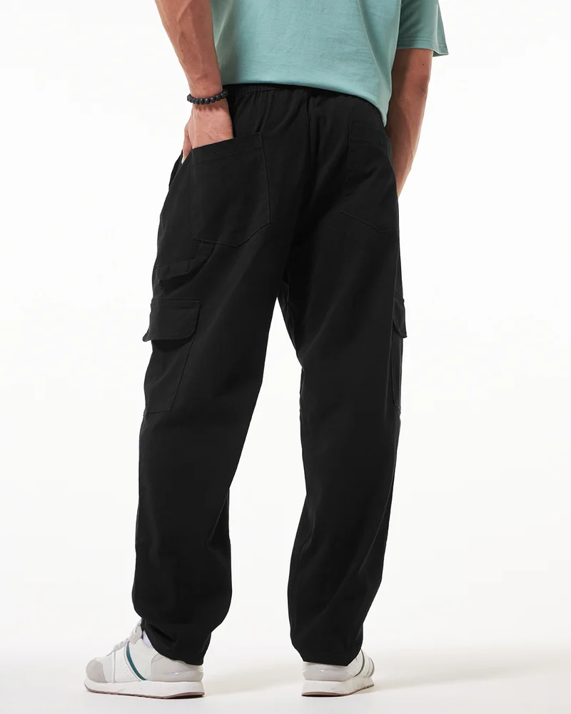 bewakoof  Men's Black Oversized Cargo Carpenter Pants for Men | Best Price UAE